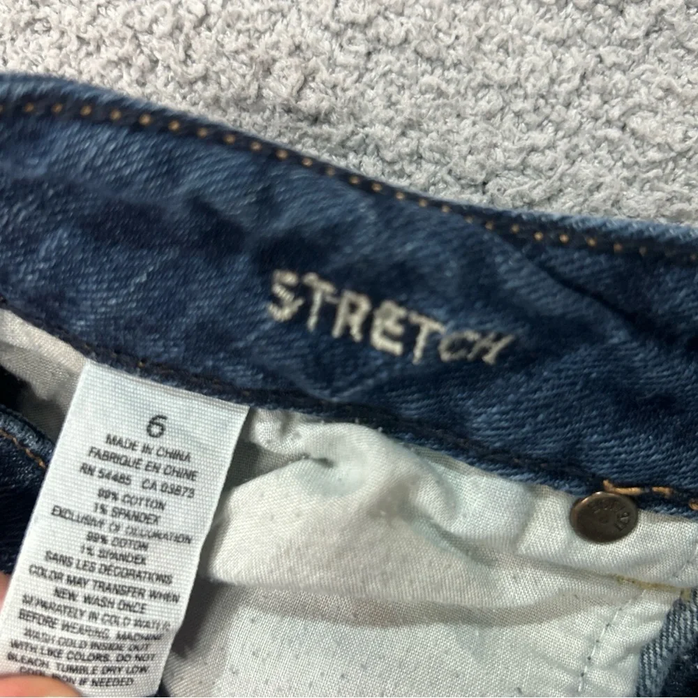 American Eagle Outfitters Dark Blue Jean Shorts With‎ Faux Leather Braids Size 6
